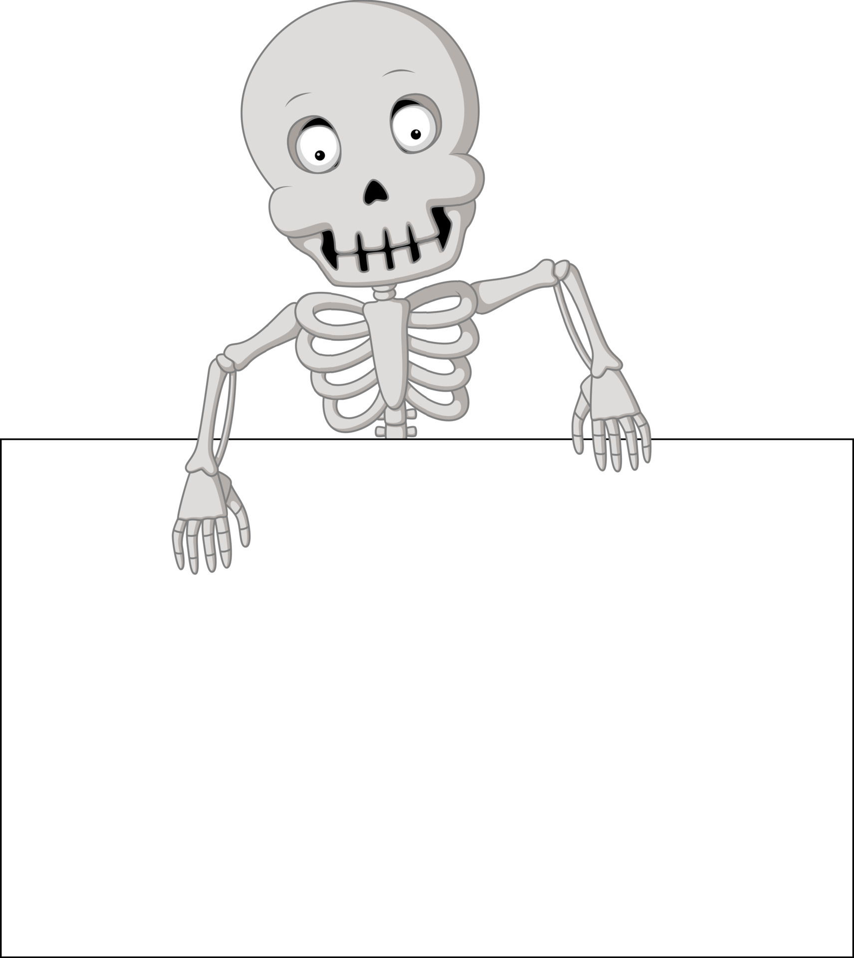 Cartoon funny human skeleton with blank sign 8666198 Vector Art at Vecteezy