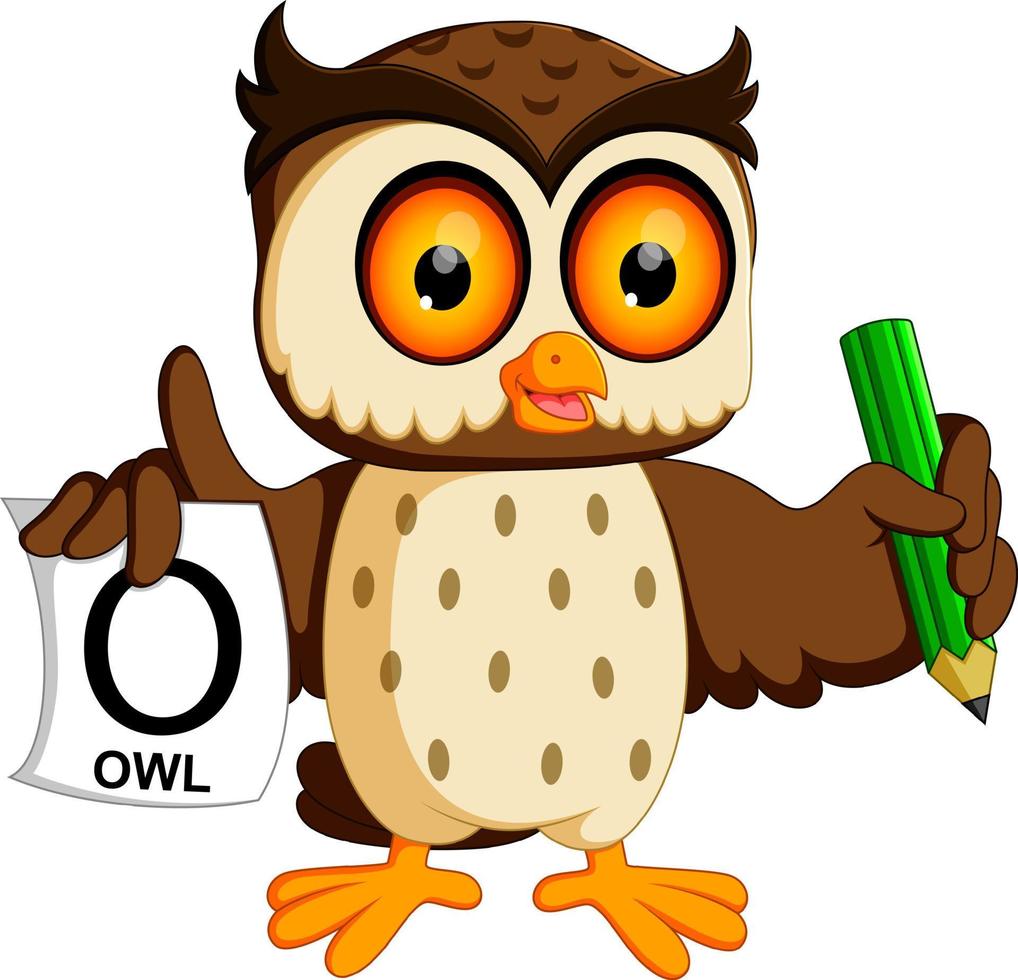 cute owl writing vector