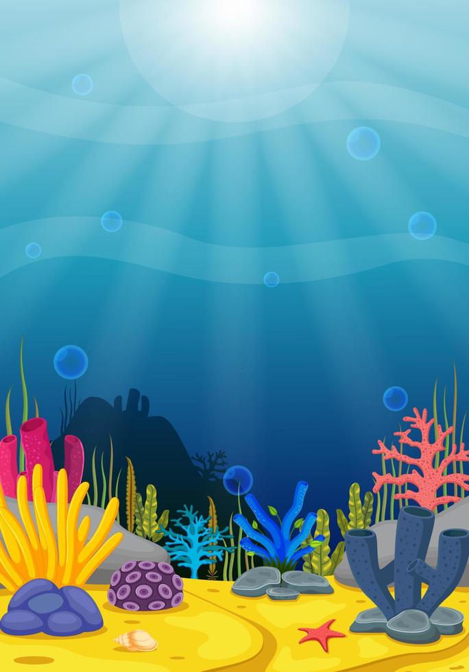 escena submarina con arrecife de coral tropical vector