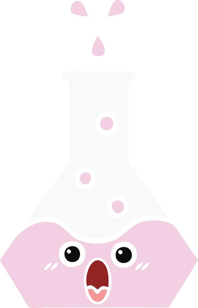 flat color retro cartoon science beaker vector