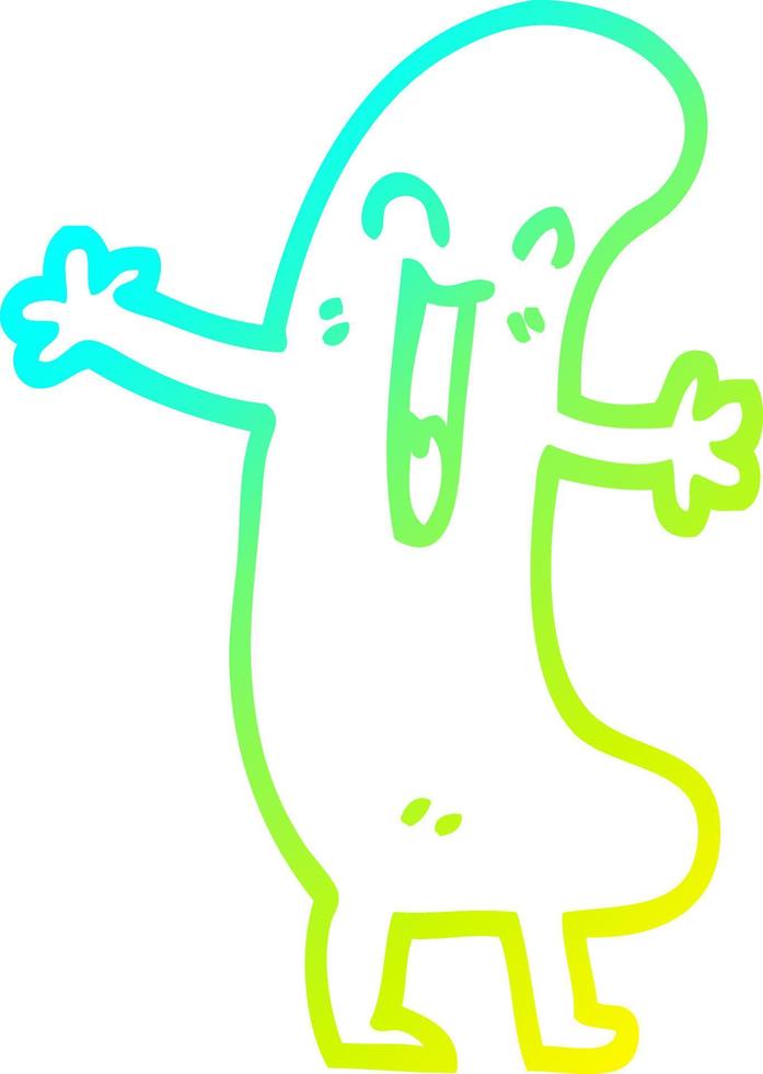 cold gradient line drawing cartoon happy sausage vector