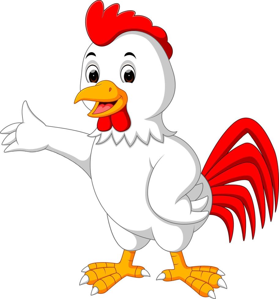 Cute rooster cartoon presenting vector
