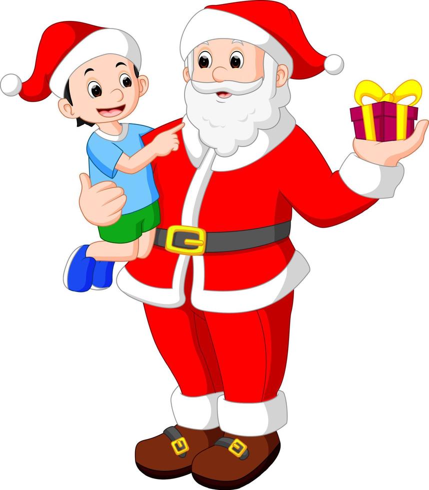 papa noel con niños vector