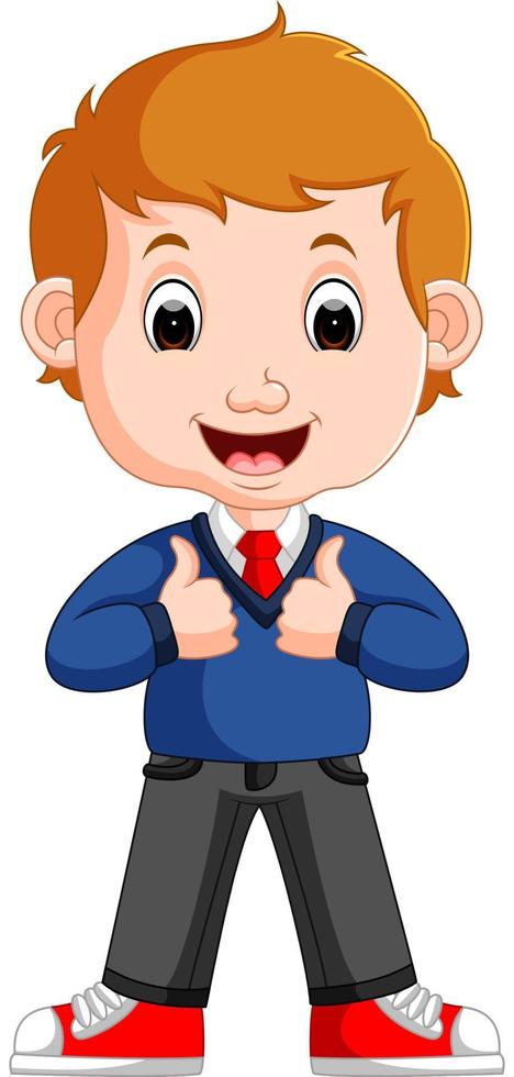 Cute boy cartoon good posing vector