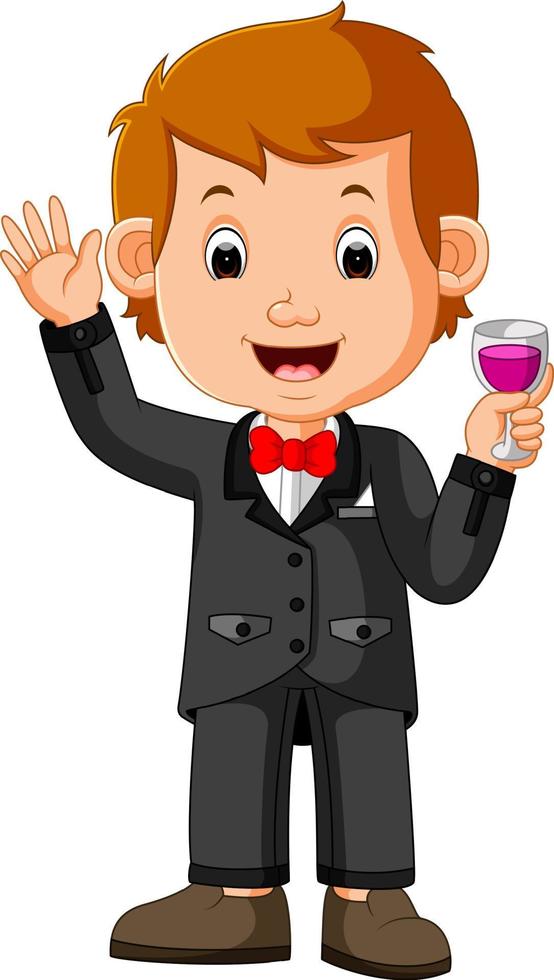 business man holding glass vector