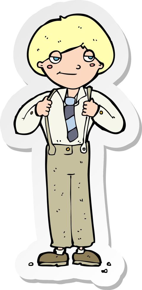 sticker of a cartoon man wearing braces vector
