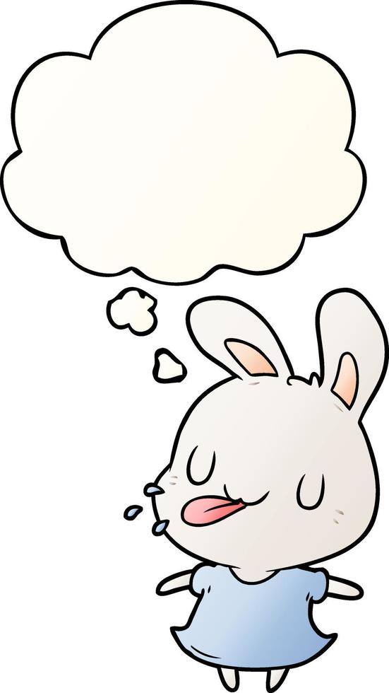 cartoon rabbit and thought bubble in smooth gradient style vector