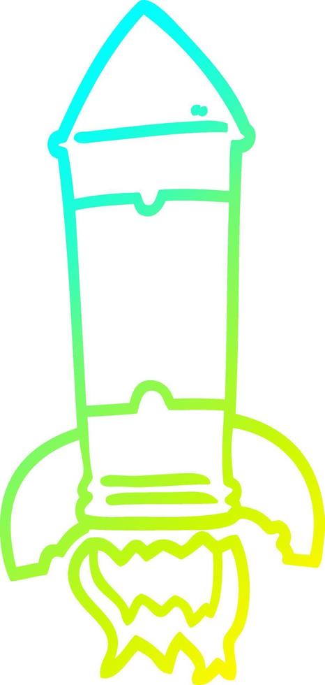 cold gradient line drawing cartoon rocket vector