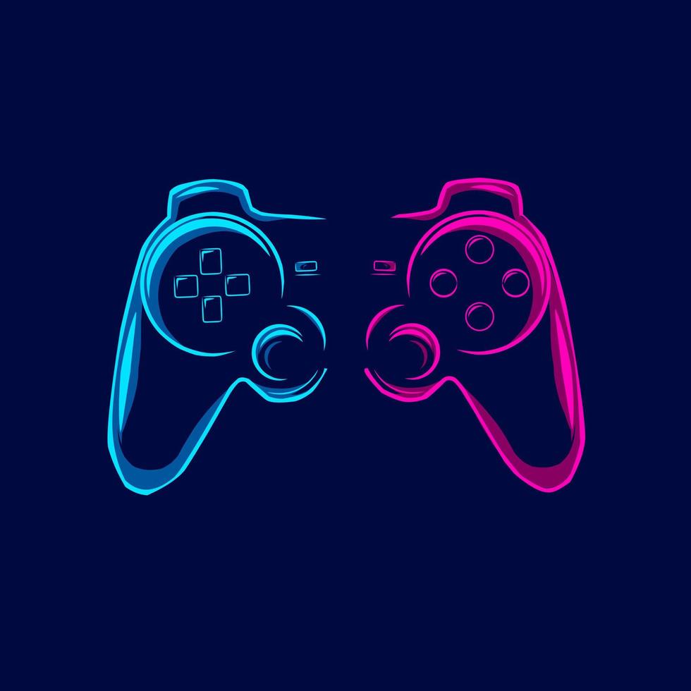 Neon Game Controller or Joystick for Game Console. Stock Vector -  Illustration of joystick, background: 215711638