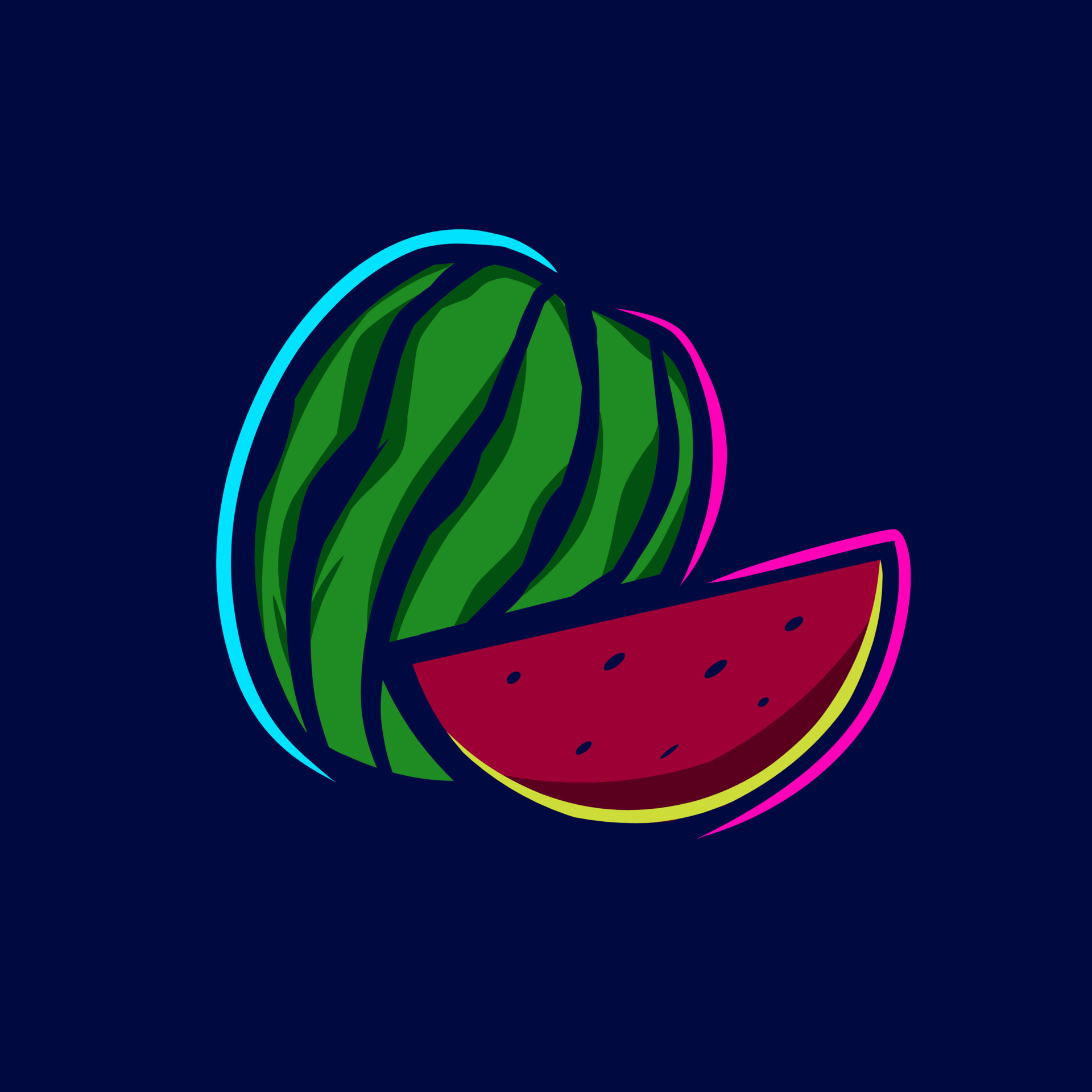 Watermelon art logo. Colorful fresh fruit design. Isolated vector dark