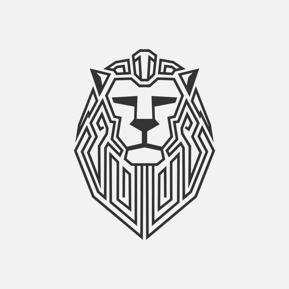 Lion minimalist logo. Simple line art vector design. Isolated with soft background.