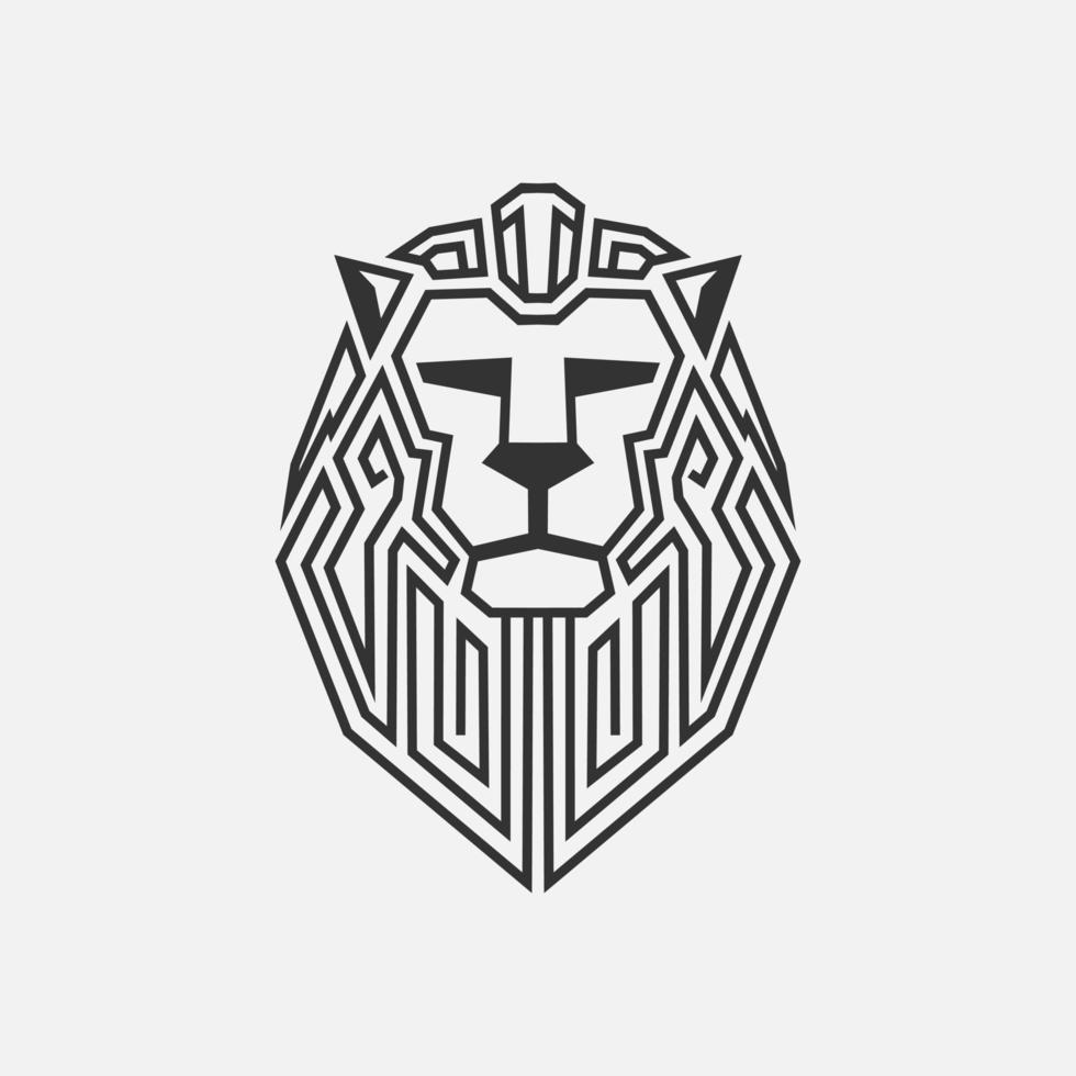 Lion minimalist logo. Simple line art vector design. Isolated with soft background.