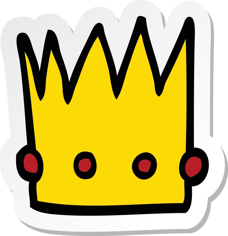 sticker of a cartoon crown vector