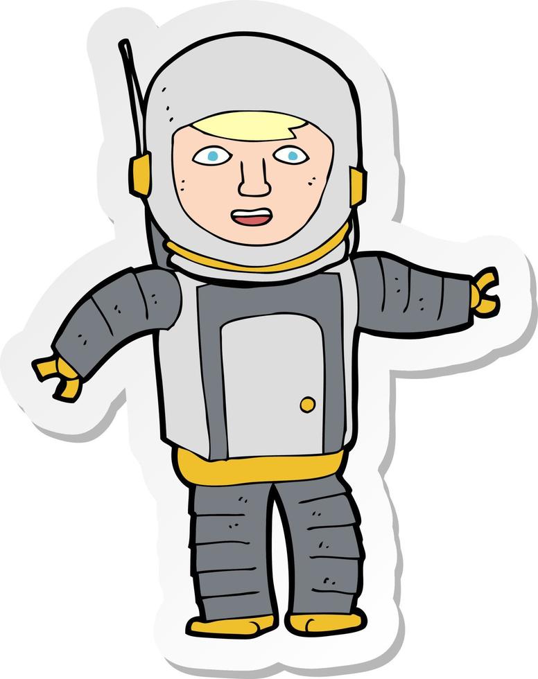 sticker of a cartoon astronaut vector