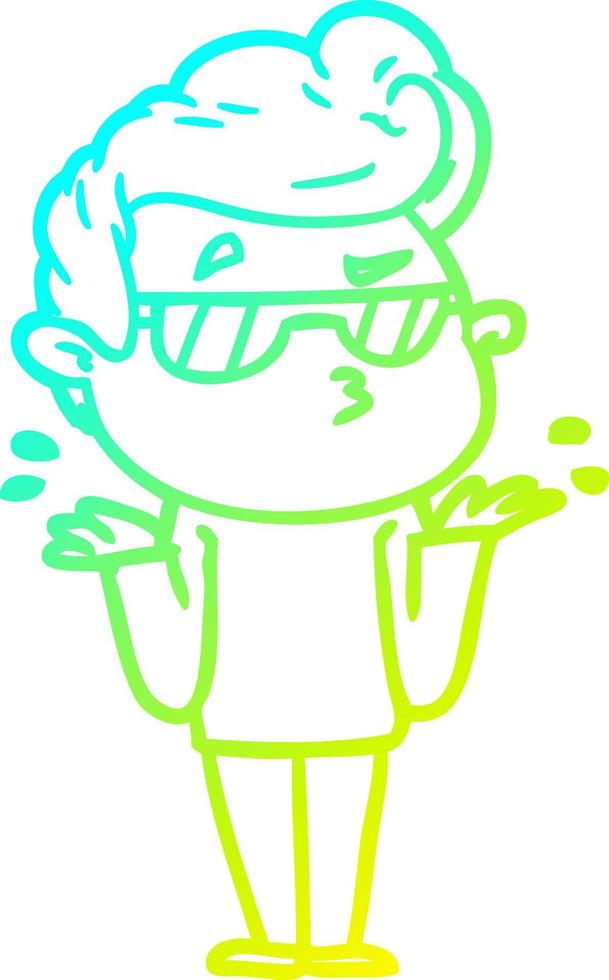 cold gradient line drawing cartoon cool guy vector