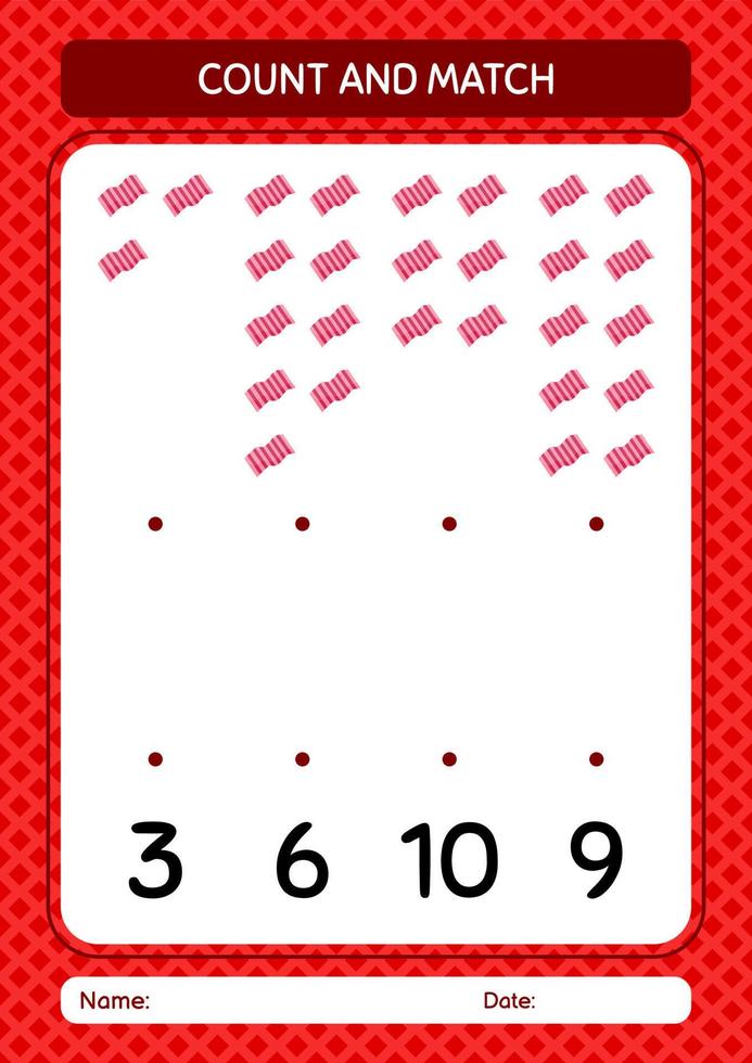 Count and match game with towel. worksheet for preschool kids, kids activity sheet vector