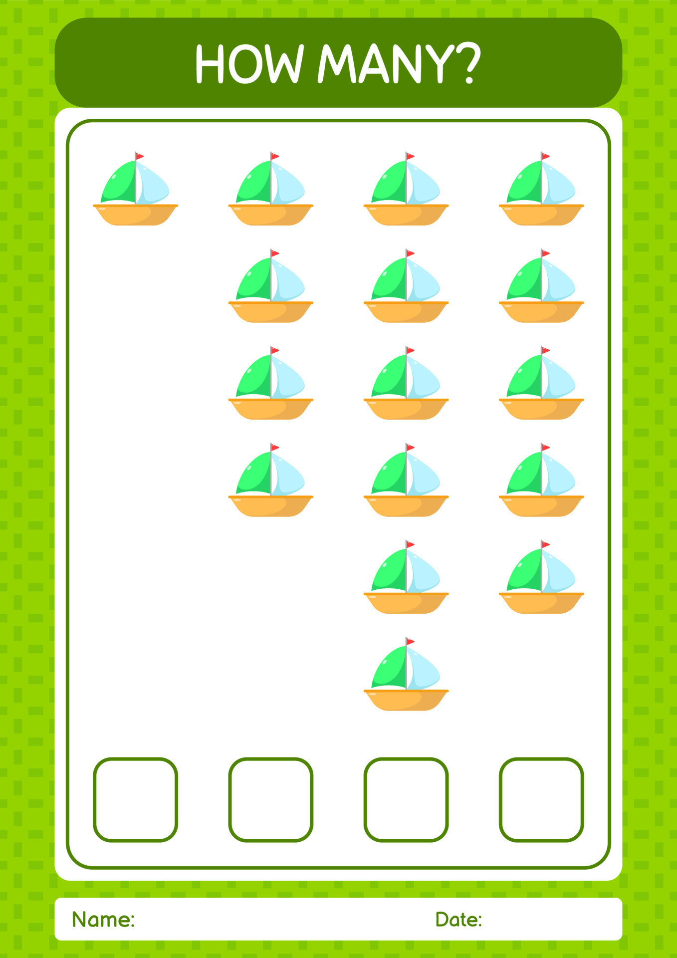 How many counting game with sailing boat. worksheet for preschool kids