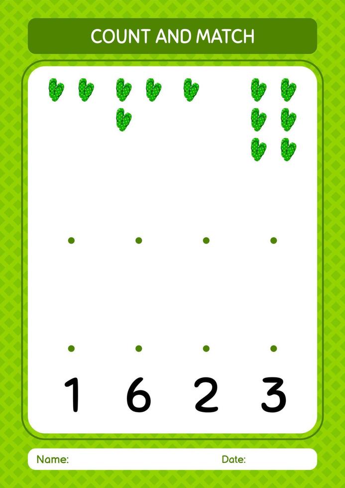 Count and match game with flip flop. worksheet for preschool kids, kids activity sheet vector