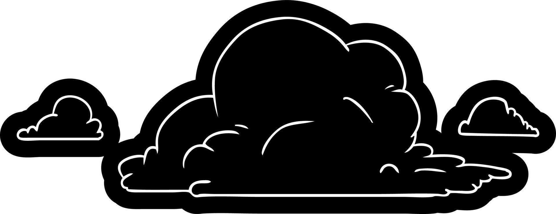 cartoon icon drawing of white large clouds vector