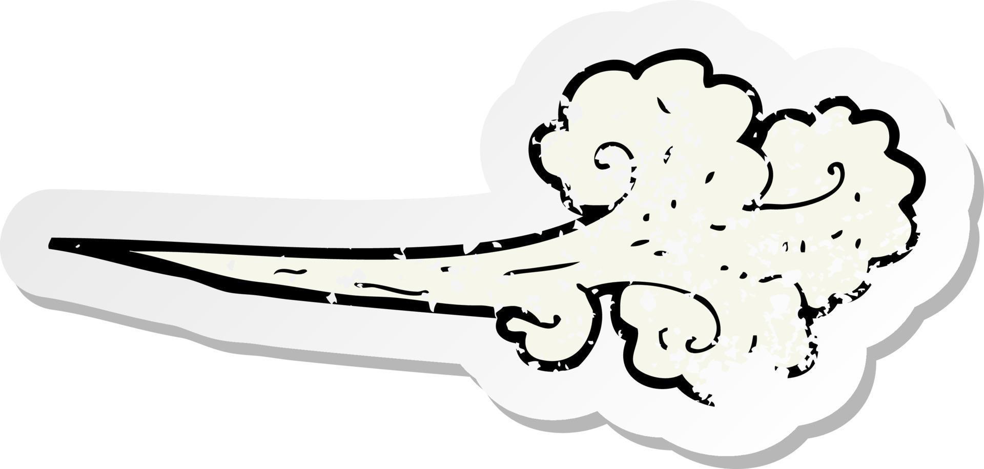 retro distressed sticker of a cartoon gust of wind vector