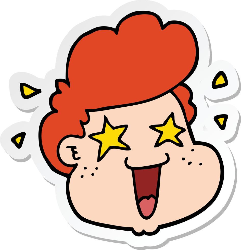 sticker of a cartoon boy's face vector