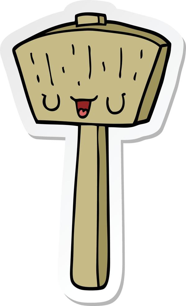 sticker of a cartoon mallet vector