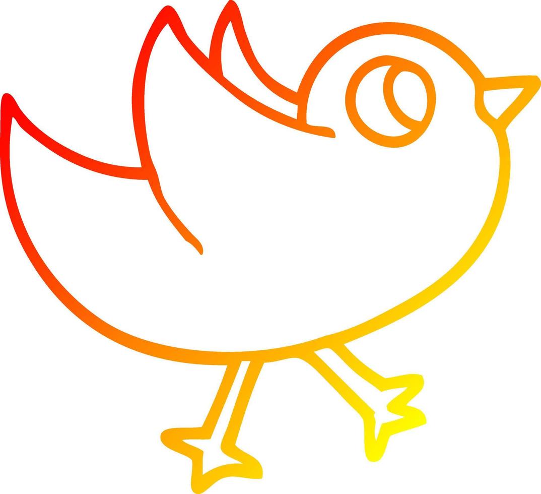 warm gradient line drawing cartoon bird flapping wings vector