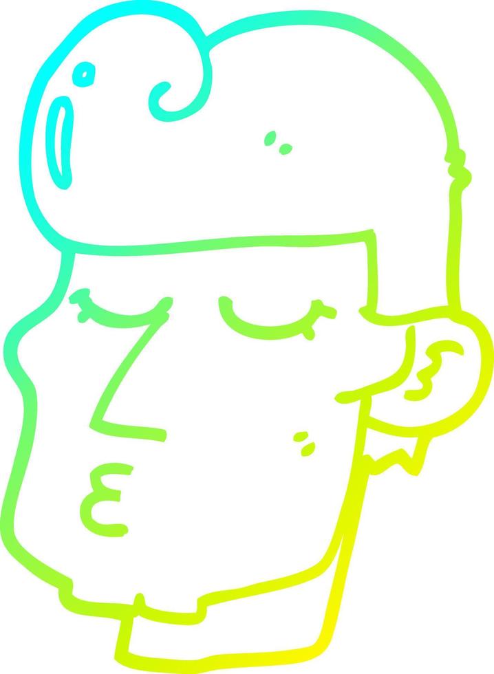 cold gradient line drawing cartoon handsome man vector