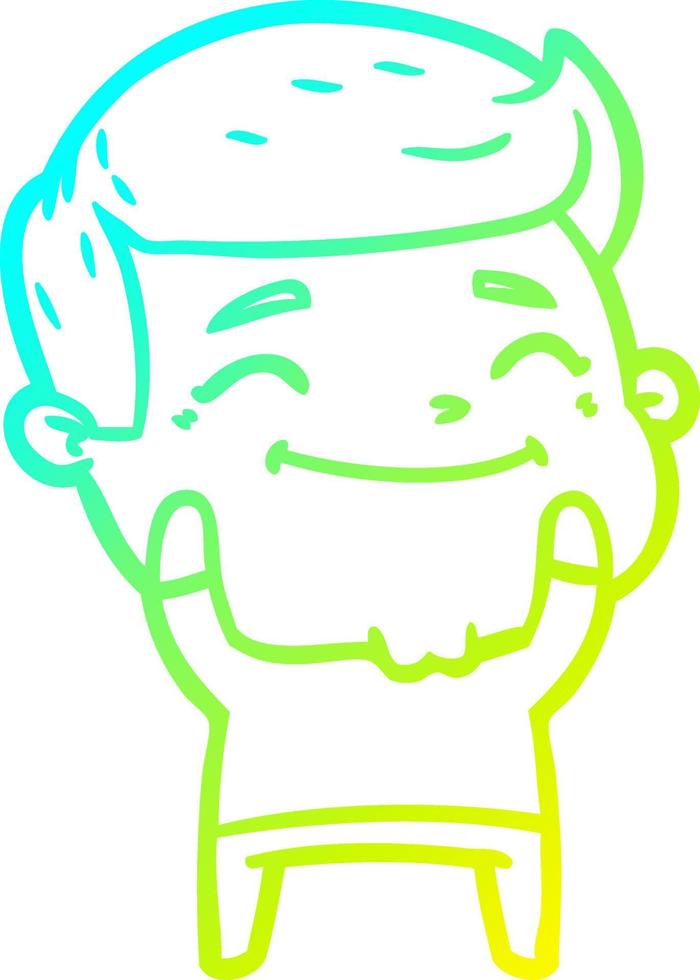 cold gradient line drawing happy cartoon man vector