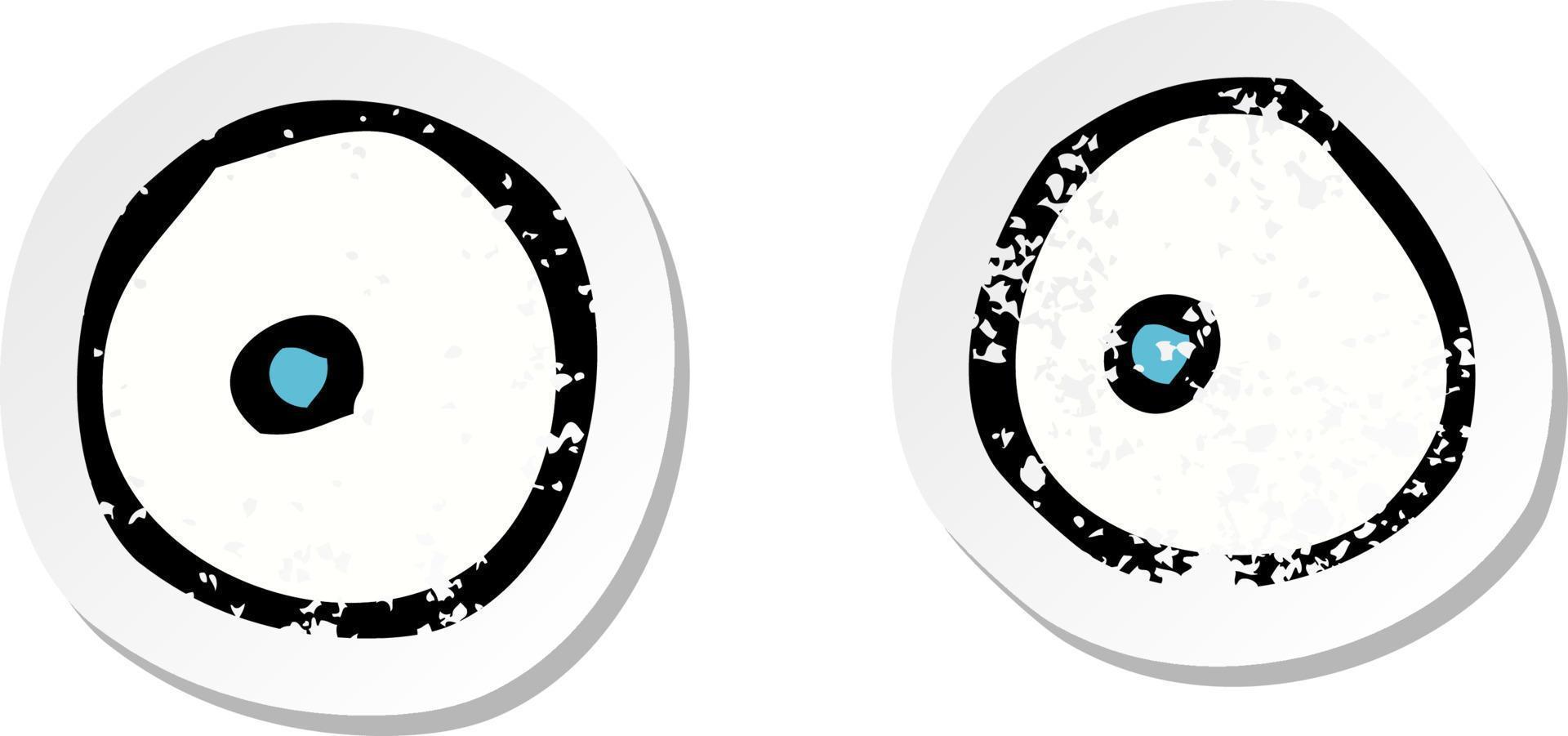 retro distressed sticker of a cartoon eyes vector