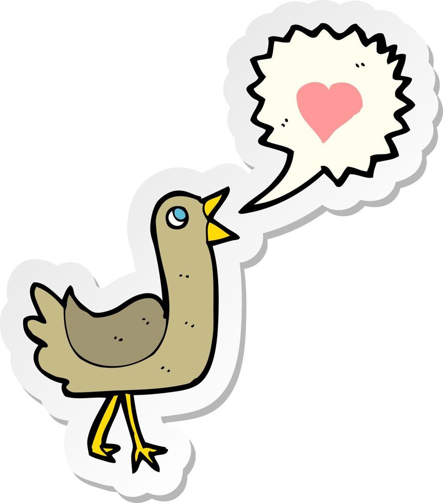 sticker of a cartoon singing bird vector