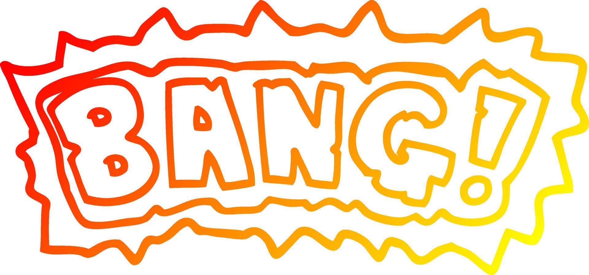 warm gradient line drawing cartoon word bang vector