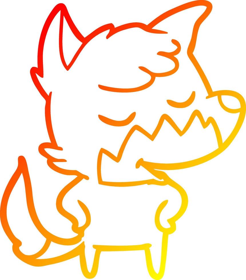 warm gradient line drawing friendly cartoon fox vector