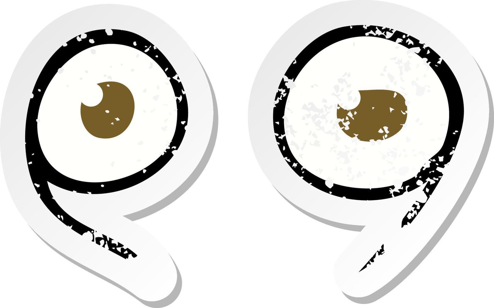 retro distressed sticker of a cartoon eyes vector