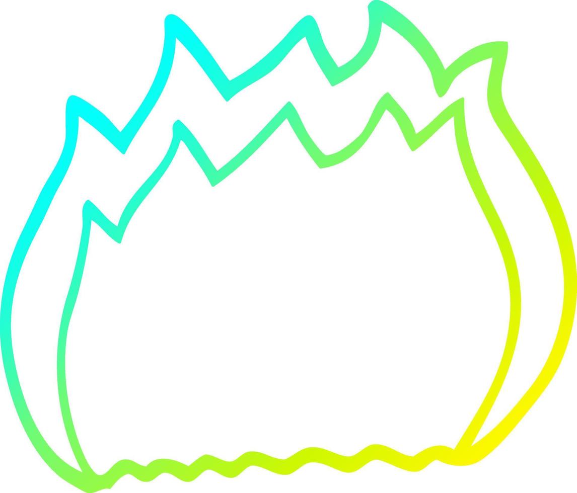 cold gradient line drawing cartoon fire vector
