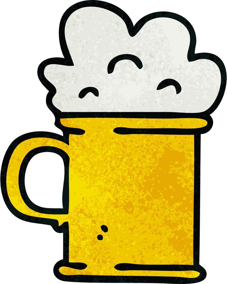 quirky hand drawn cartoon tankard of beer vector