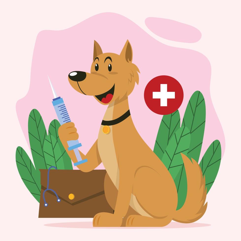 World Rabies Day Dog And The Injection vector