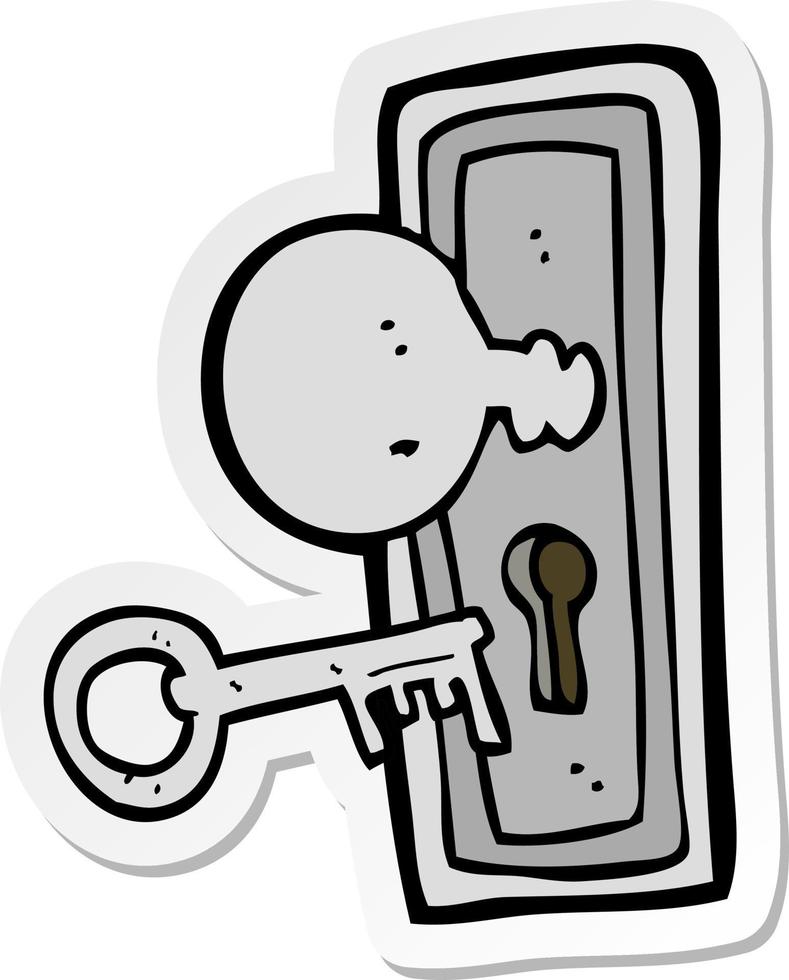 sticker of a cartoon key and keyhole vector