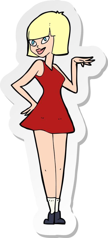 sticker of a cartoon pretty woman vector