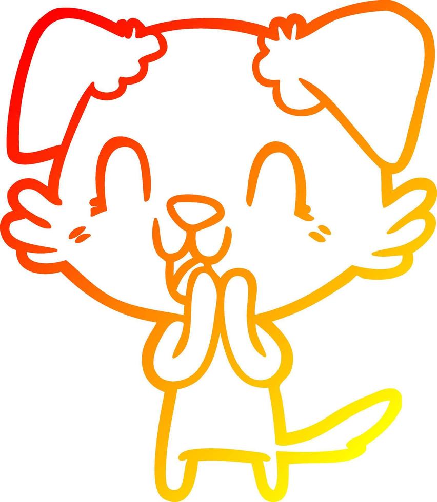 warm gradient line drawing laughing cartoon dog vector