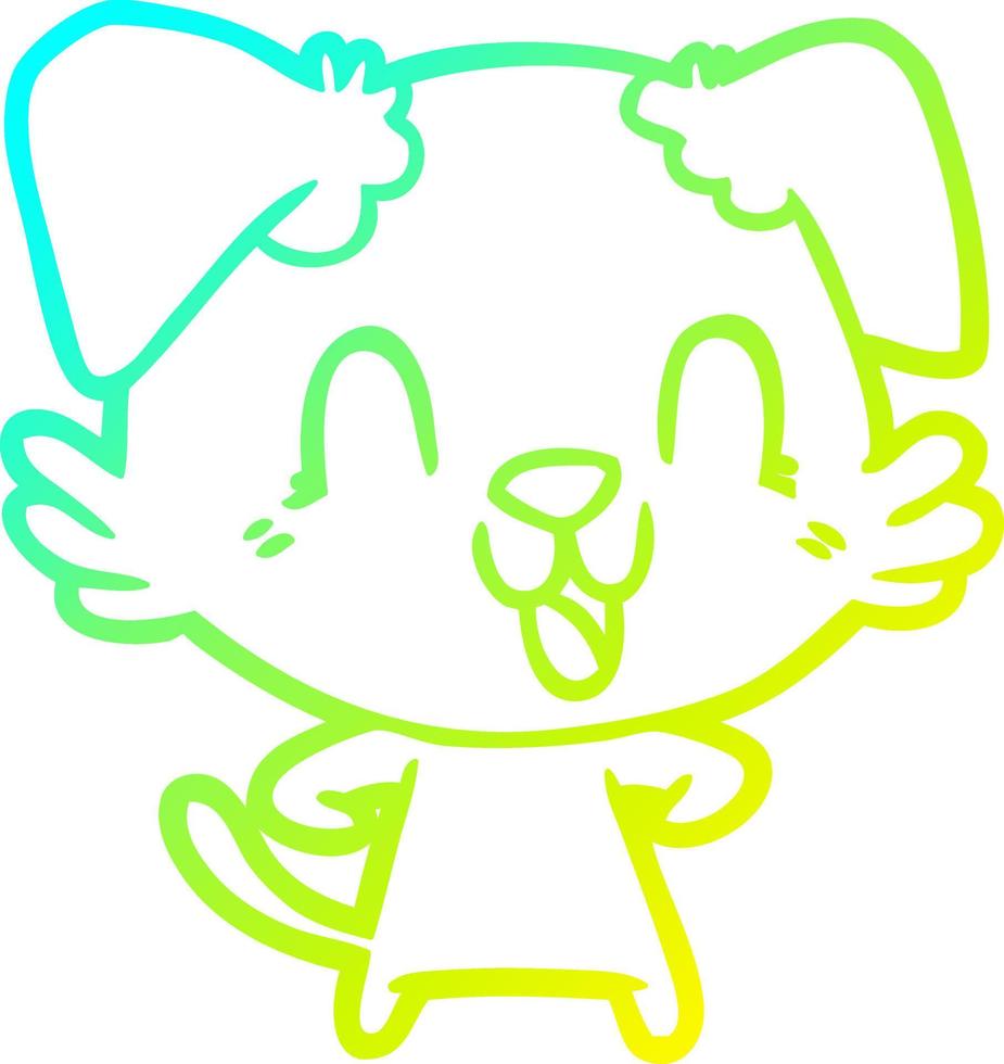 cold gradient line drawing laughing cartoon dog vector