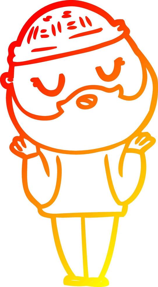 warm gradient line drawing cute cartoon man with beard vector
