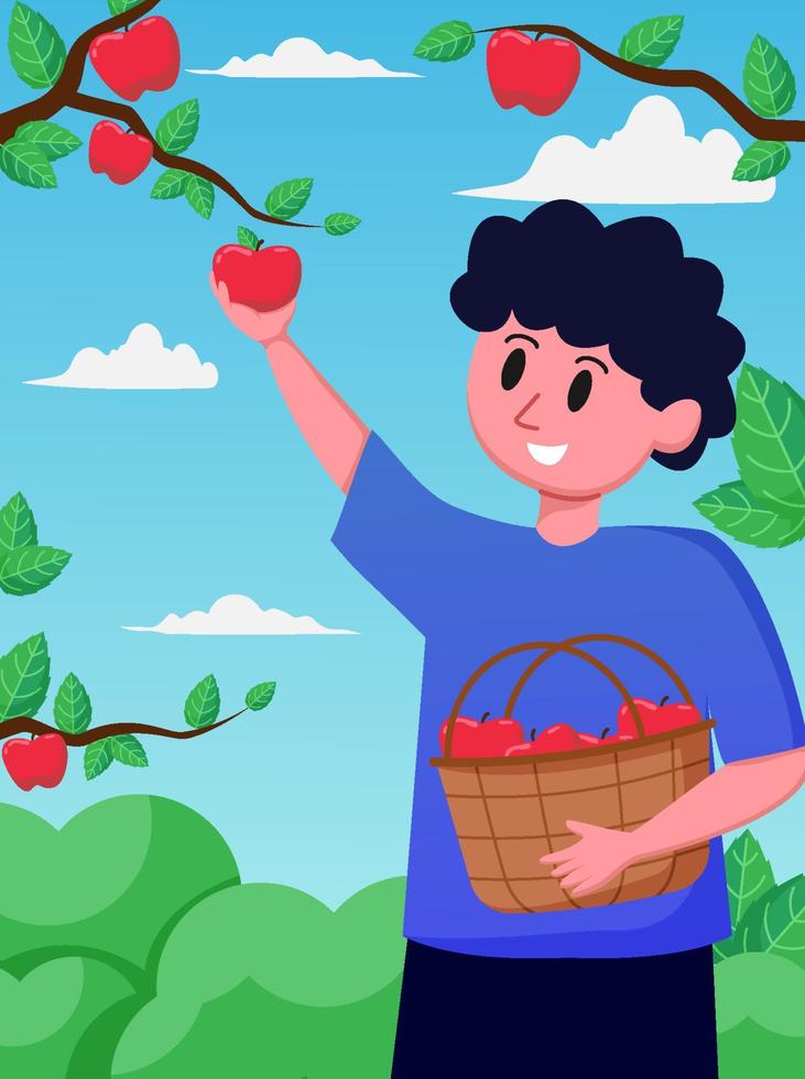 Apple Picking on Fall Activity vector