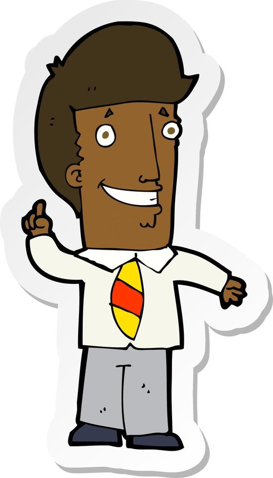 sticker of a cartoon office man with idea vector