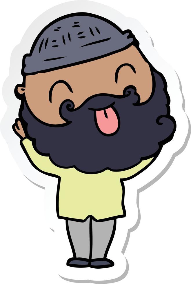 sticker of a man with beard sticking out tongue vector