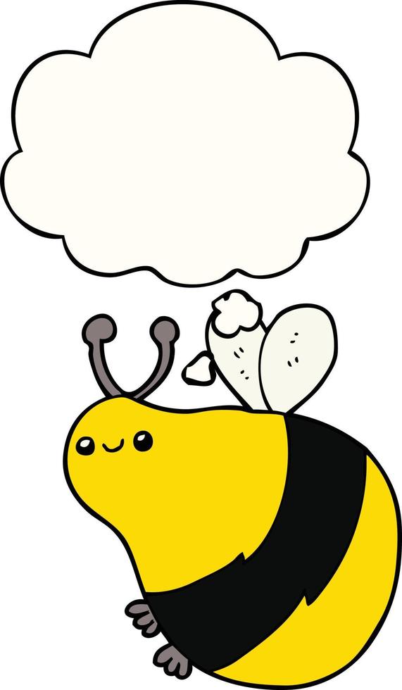cartoon bee and thought bubble vector