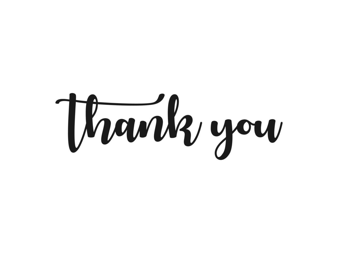 Thank You Lettering Black Text Handwriting Calligraphy with Shadow isolated on White Background. Greeting Card Vector Illustration Design Template Element