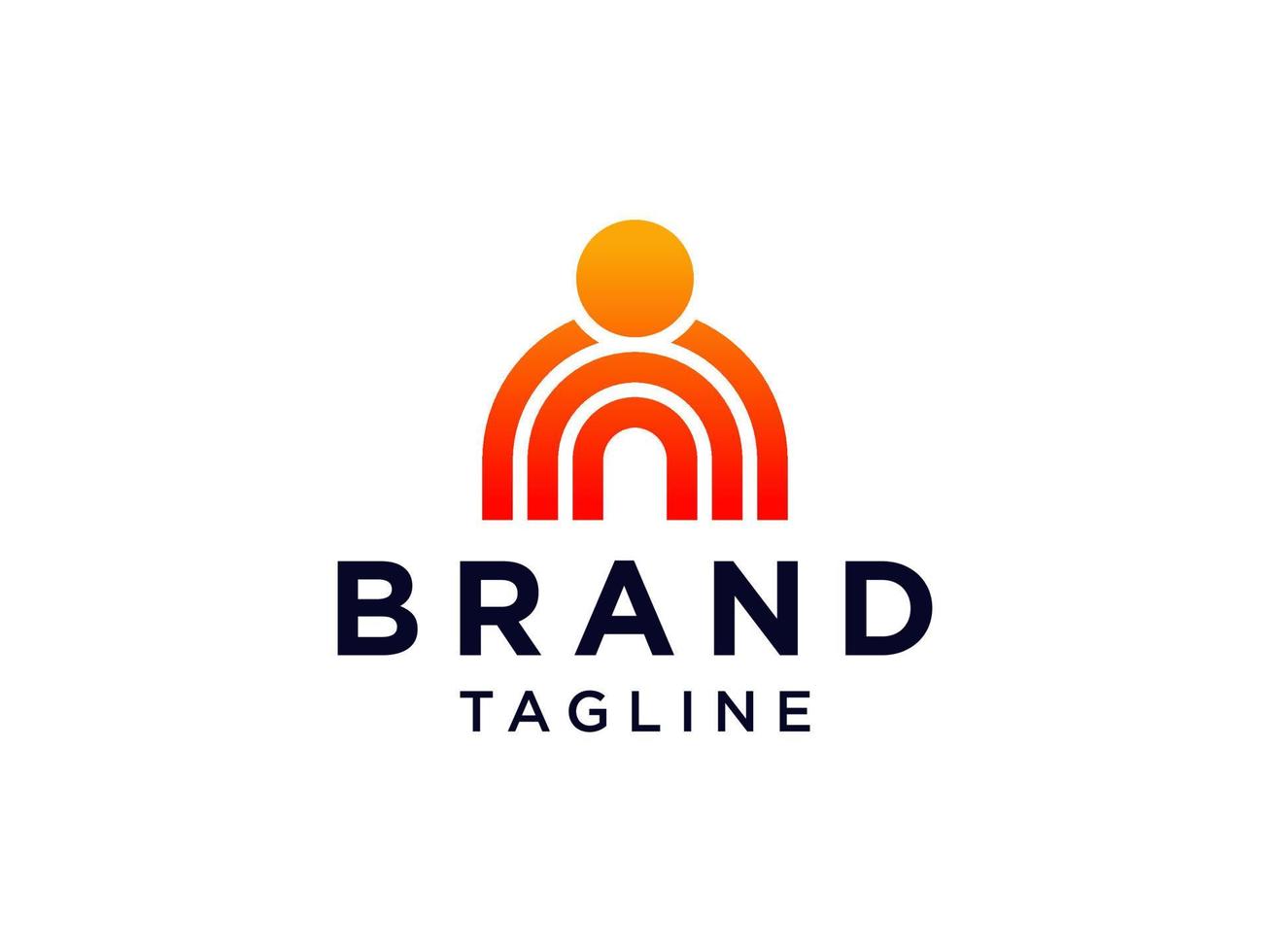 Abstract People Logo. Orange Geometric Shape Human Icon isolated on White Background. Flat Vector Logo Design Template Element.