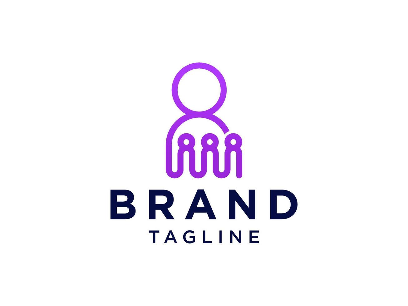 Connecting People Logo Line. Purple Outline Shapes Human Icon Linked Style isolated on White Background. Usable for Teamwork and Family Logos. Flat Vector Logo Design Template Element.