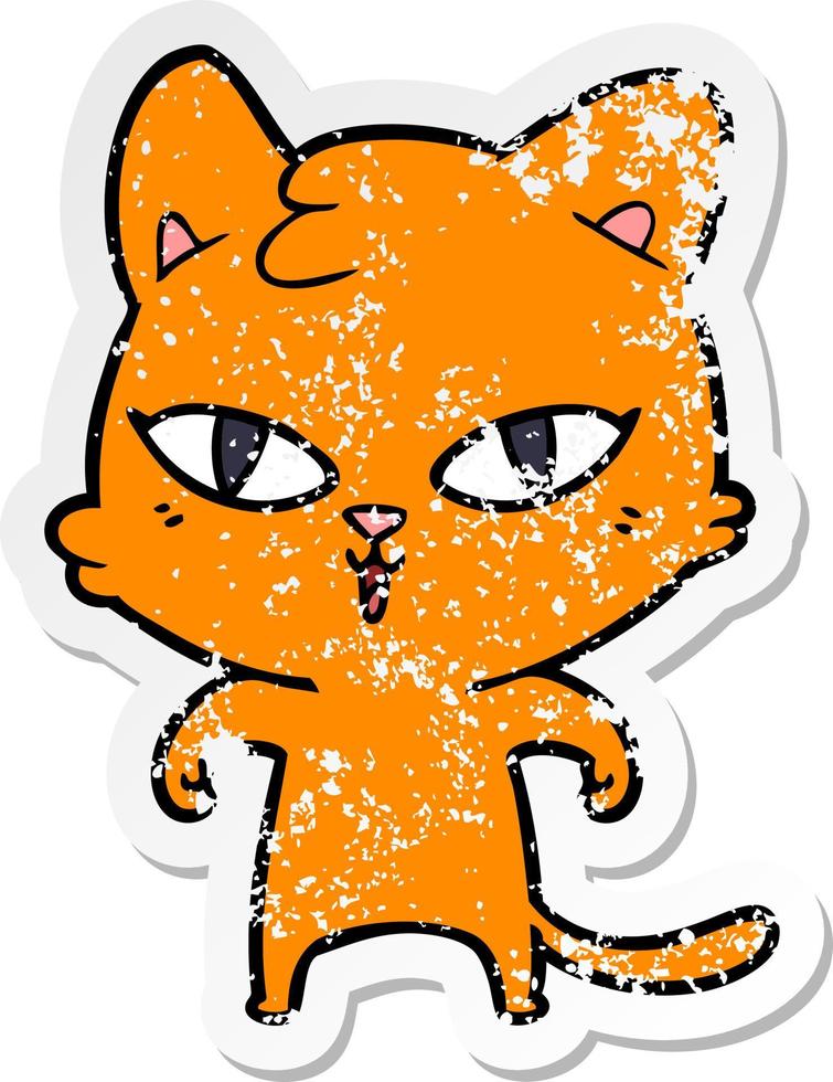 distressed sticker of a cartoon cat vector
